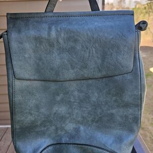 Chic Slate Blue Faux Leather Backpack